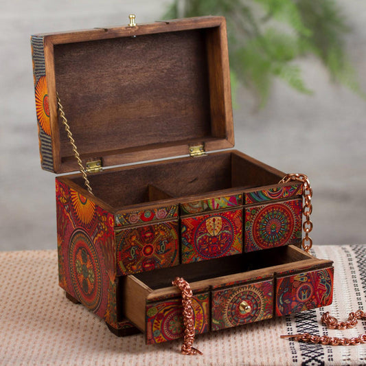 Huichol Portal Multicolor Huichol Theme on Decoupage Jewelry Box