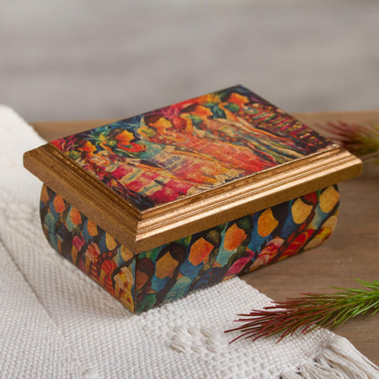 Huichol Women Huichol Women on Wood Decoupage Jewelry Box with Mirror