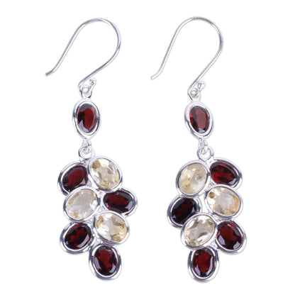 Garnet Beauty Garnet and Citrine Dangle Earrings 30 Carat from India