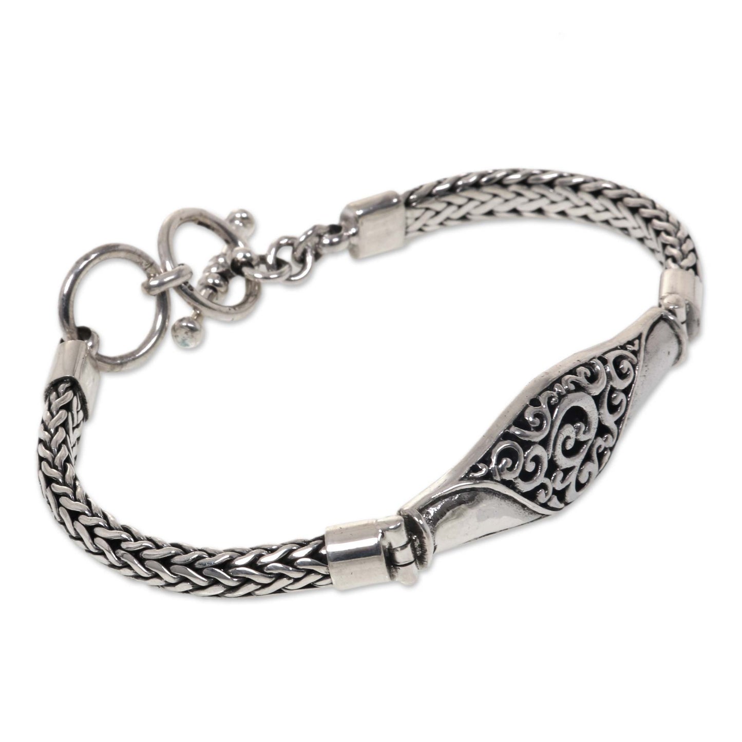 Magnificent Wave Sterling Silver Naga Chain Bracelet from Bali