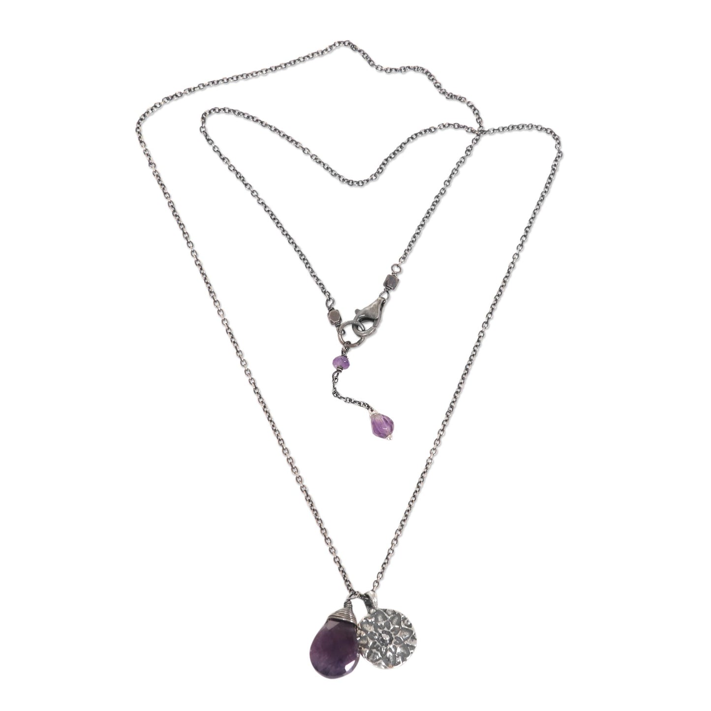 Inspiring Lotus Sterling Silver Buddhism Flower Necklace with Amethyst