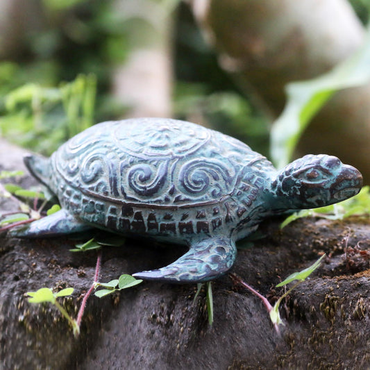 Green Turtle Handcrafted Bronze Sculpture