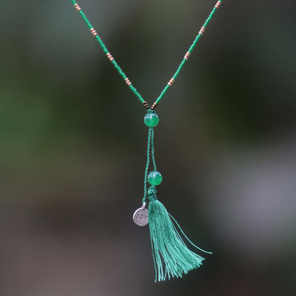 Spread Joy in Green Hand Made Green Quartz Pendant Necklace from Indonesia