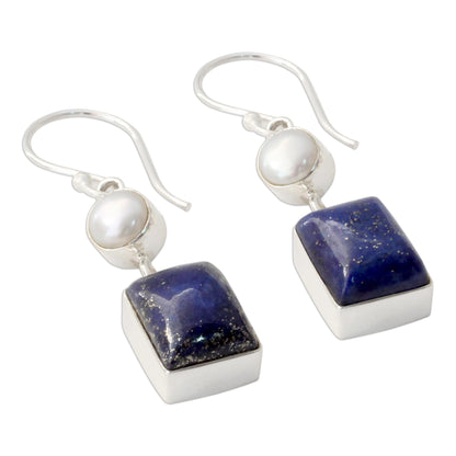 Bangalore Glam Lapis Lazuli Pearl Earrings