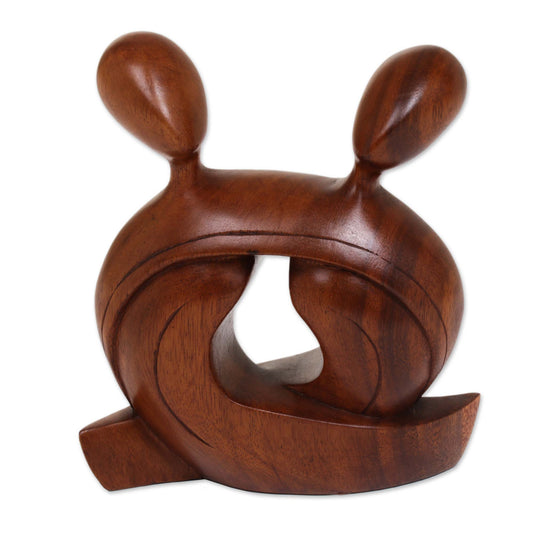 Our Love Forever Romantic Suar Wood Sculpture