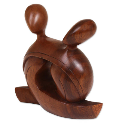 Our Love Forever Romantic Suar Wood Sculpture