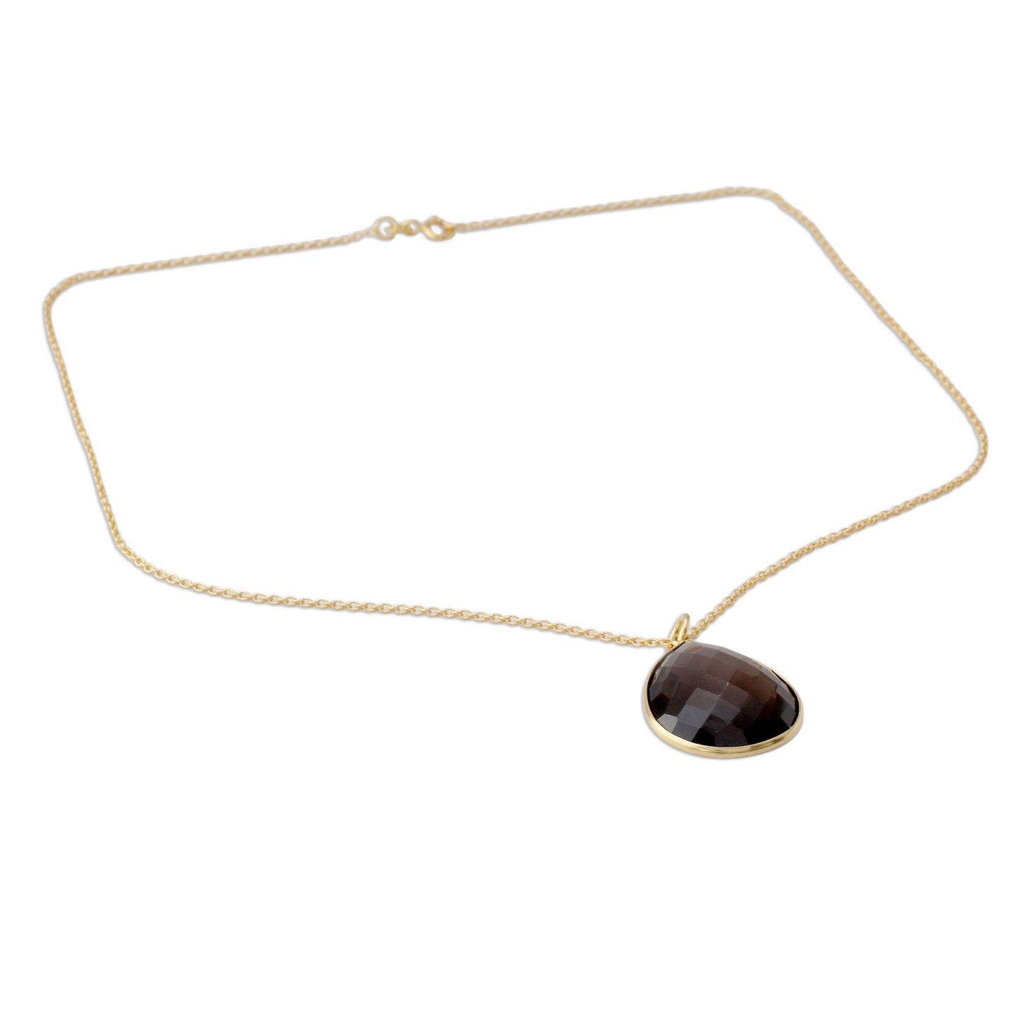 Island Fantasy Gold Vermeil Pendant necklace with Smoky Quartz