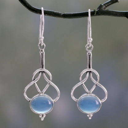 Positive Path Chalcedony Silver Dangle Earrings