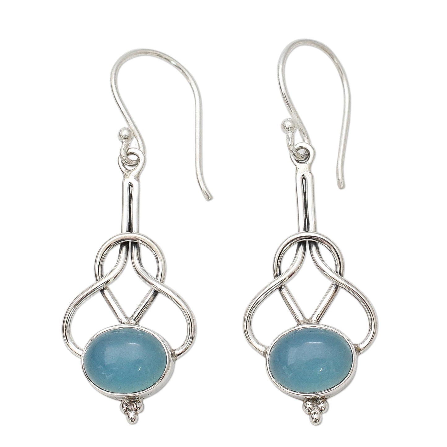 Positive Path Chalcedony Silver Dangle Earrings