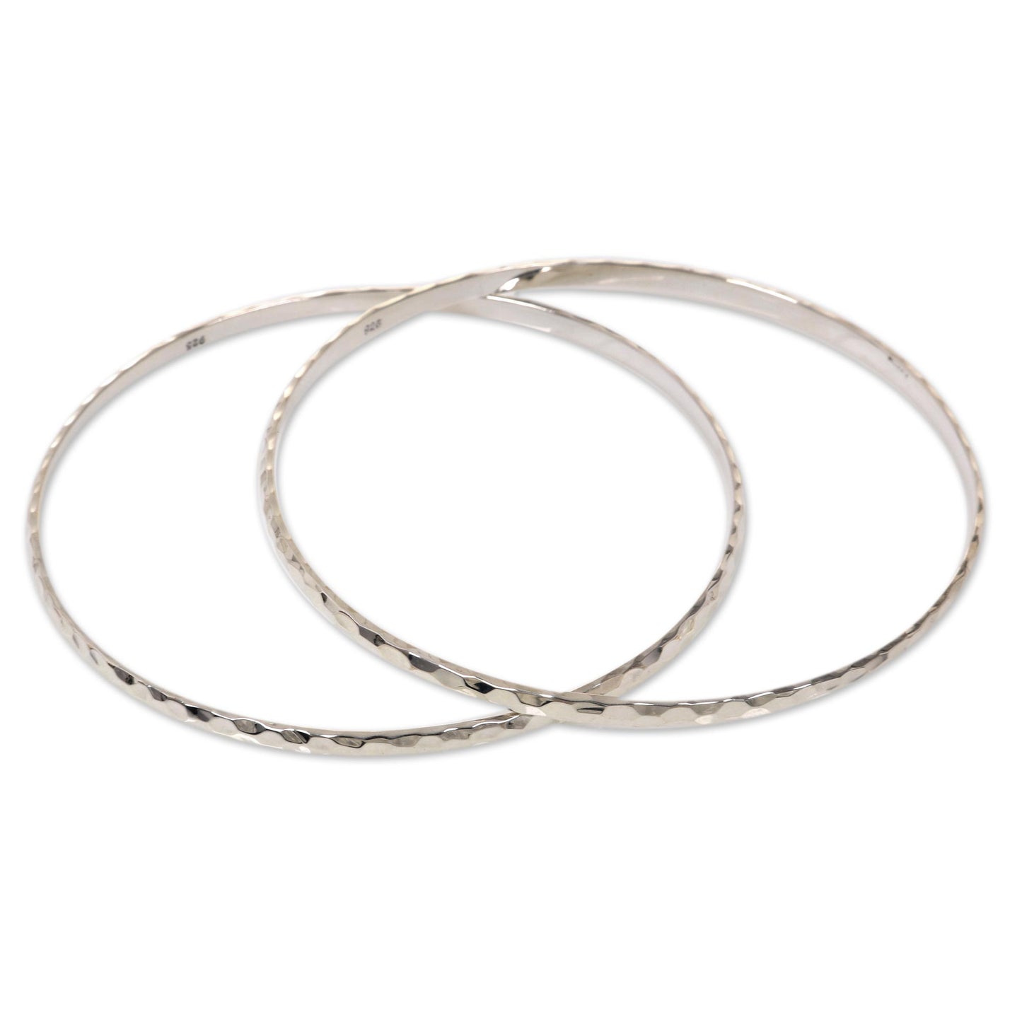 Sterling Circles Women's Bangle Bracelets from Bali in Sterling Silver (Pair)