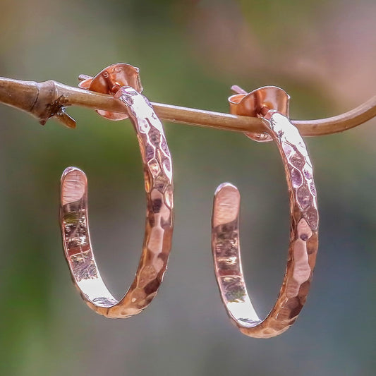 Mosaic in Rose 18k Rose Gold Plated Sterling Silver Half Hoop Earrings