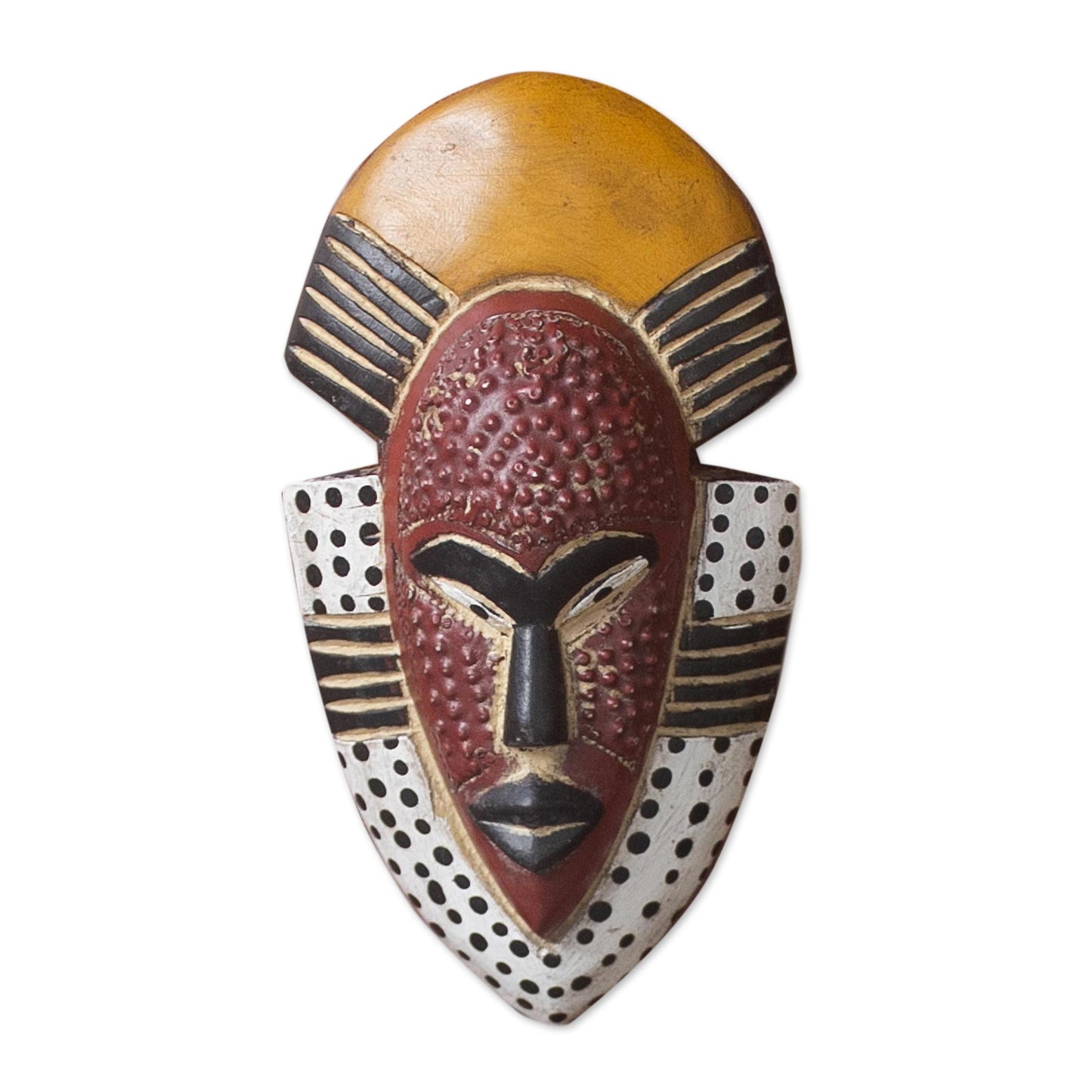 Ghana's Happiness Hand Carved West African Wood Wall Mask from Ghana