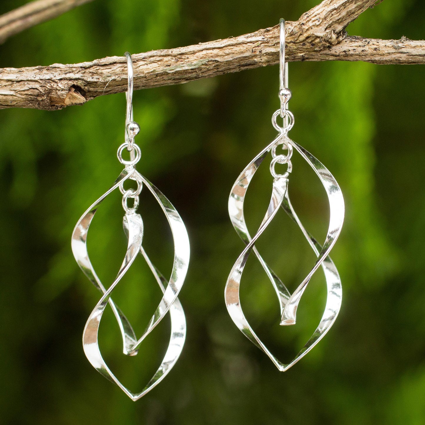 Linking Leaves Silver Dangle Earrings