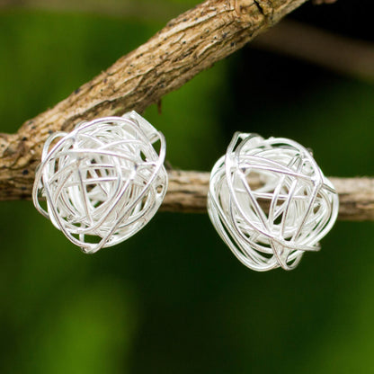 Free Line Sterling Silver Earrings