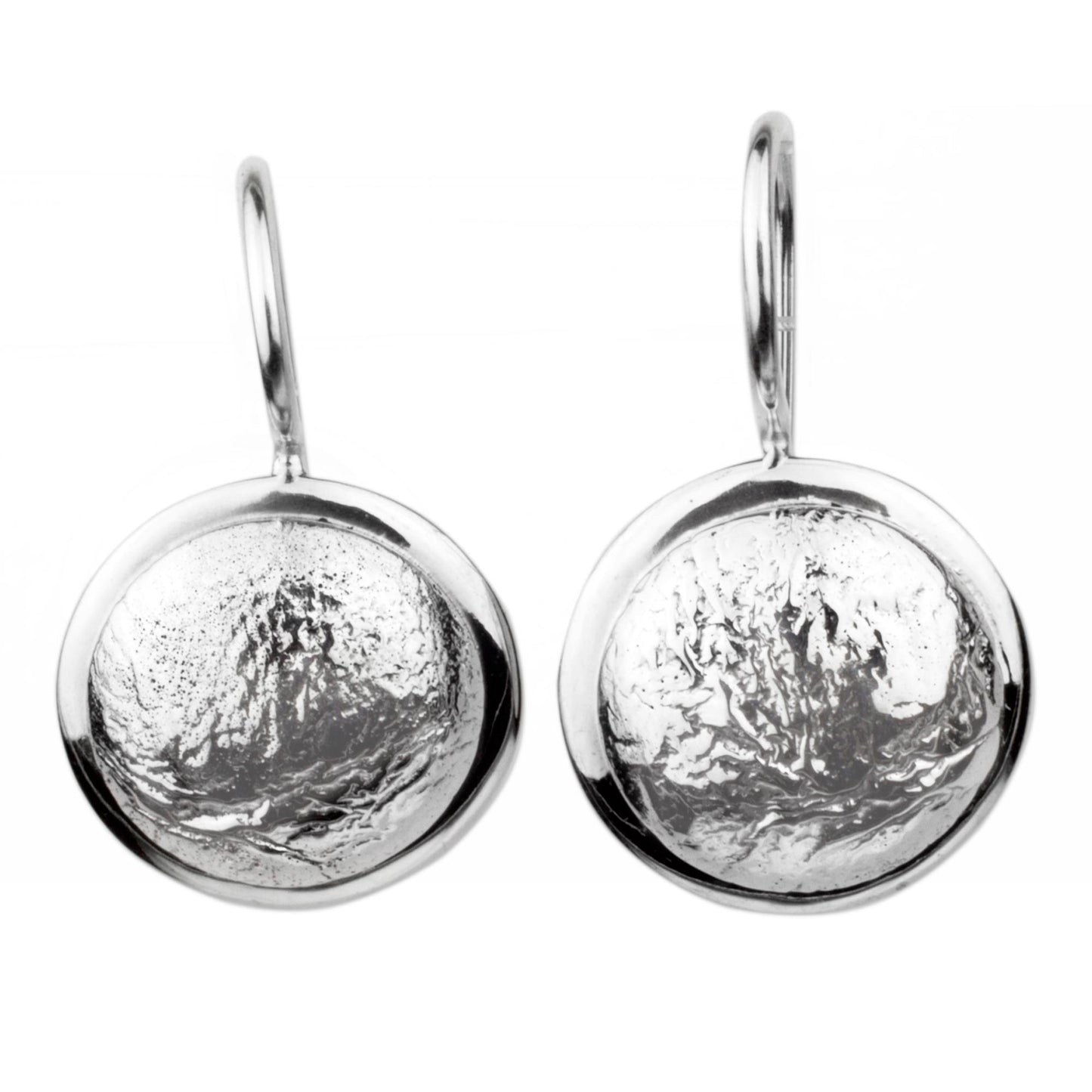 Crumpled Pendulums Abstract Crafted Taxco Sterling Silver Jewelry Earrings