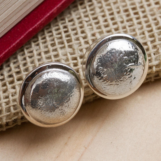 Crumpled Spheres Taxco Jewelry Artisan Crafted Sterling Silver Earrings