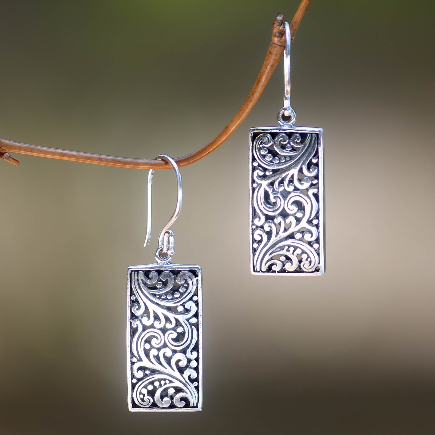 Fern Goddess Sterling Silver Artisan Handcrafted Balinese Earrings