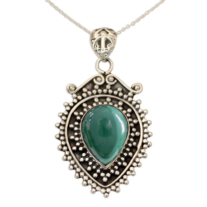 Mirror of the Soul Artisan Made Malachite and Sterling Silver Pendant Necklace