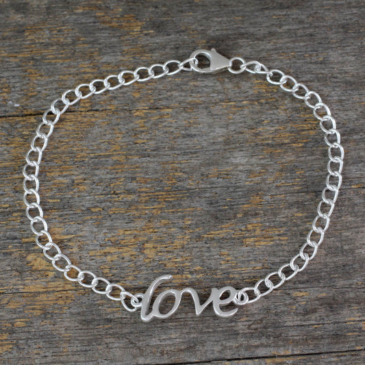 Remember to Love Love Themed Bracelet Hand Crafted from Sterling Silver