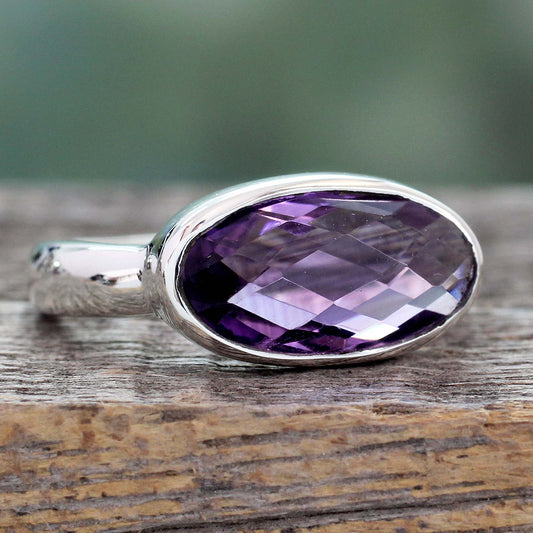 Purple Crown Amethyst & Silver Cocktail Ring