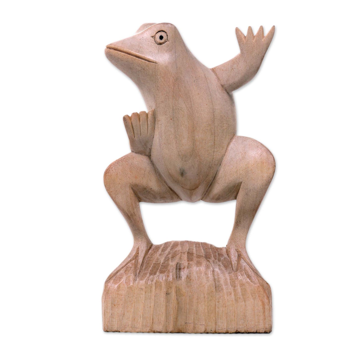 Dancing Frog Whimsical Artisan Carved Balinese Dancing Frog