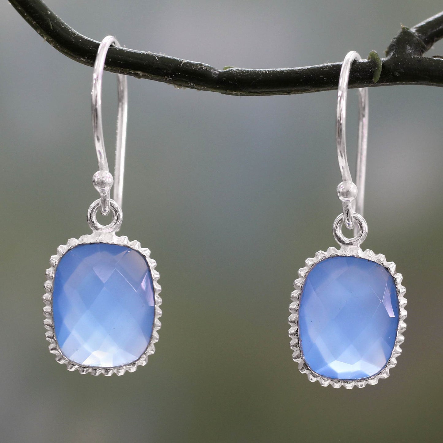 Delhi Sky Chalcedony Silver Dangle Earrings