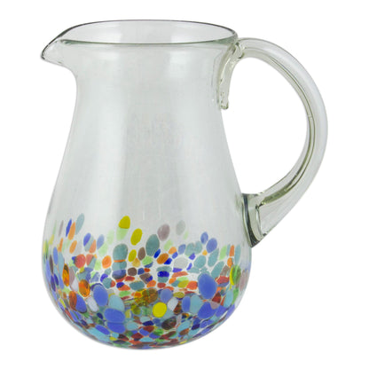 Confetti Festival Artisan Crafted Colorful Mexican Hand Blown Pitcher (87 oz)