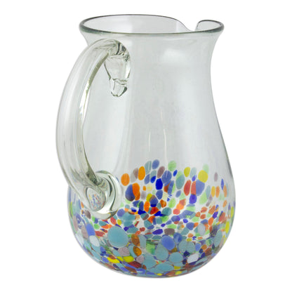 Confetti Festival Artisan Crafted Colorful Mexican Hand Blown Pitcher (87 oz)