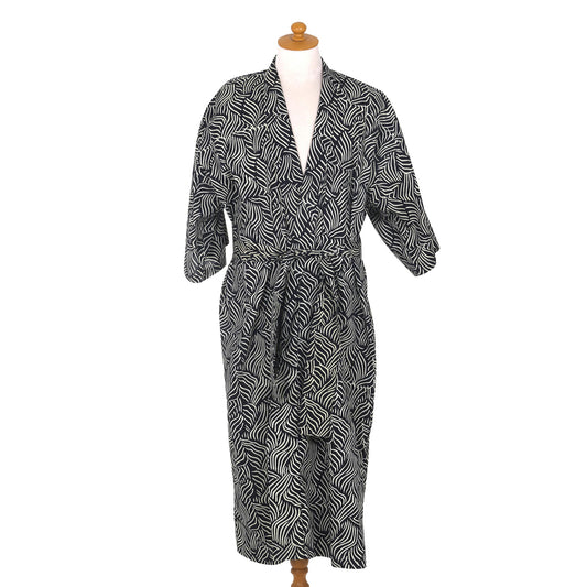 Bedeg Black & Grey Men's Cotton Batik Robe