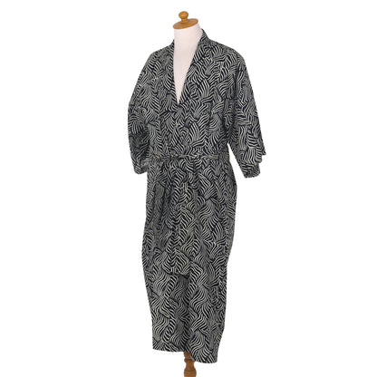 Bedeg Black & Grey Men's Cotton Batik Robe