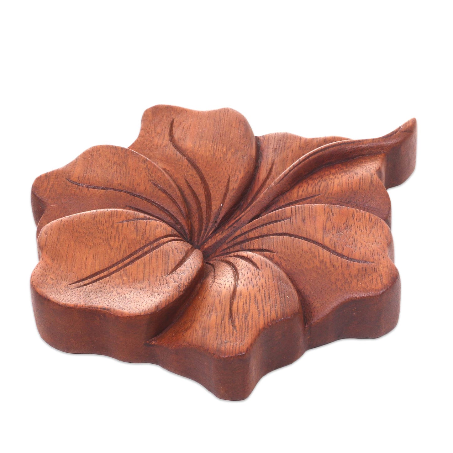 Single Hibiscus Balinese Hand Carved Hibiscus Flower Wood Relief Panel