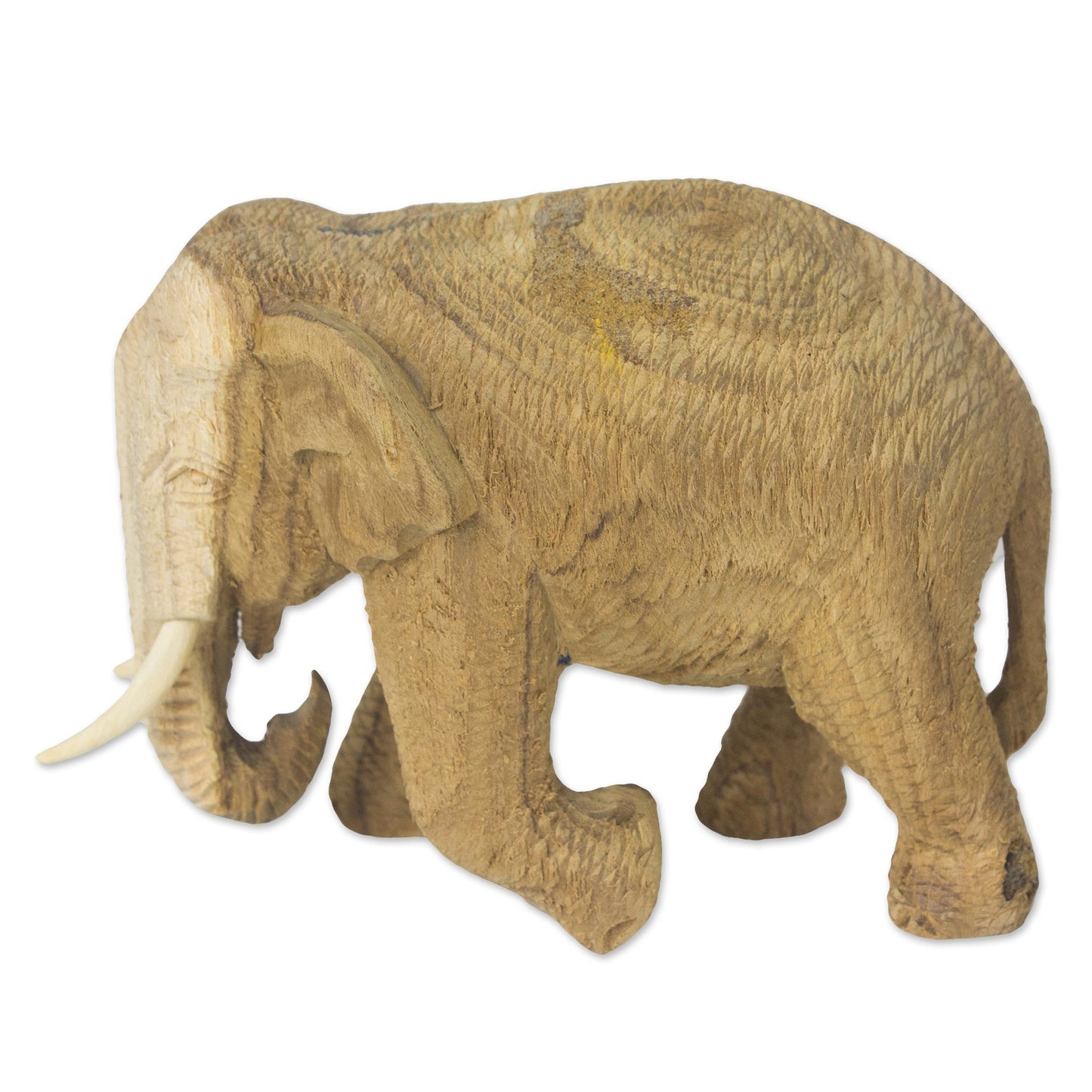 Blissful Elephant Handmade Rain Tree and Ivory Wood Elephant Statuette