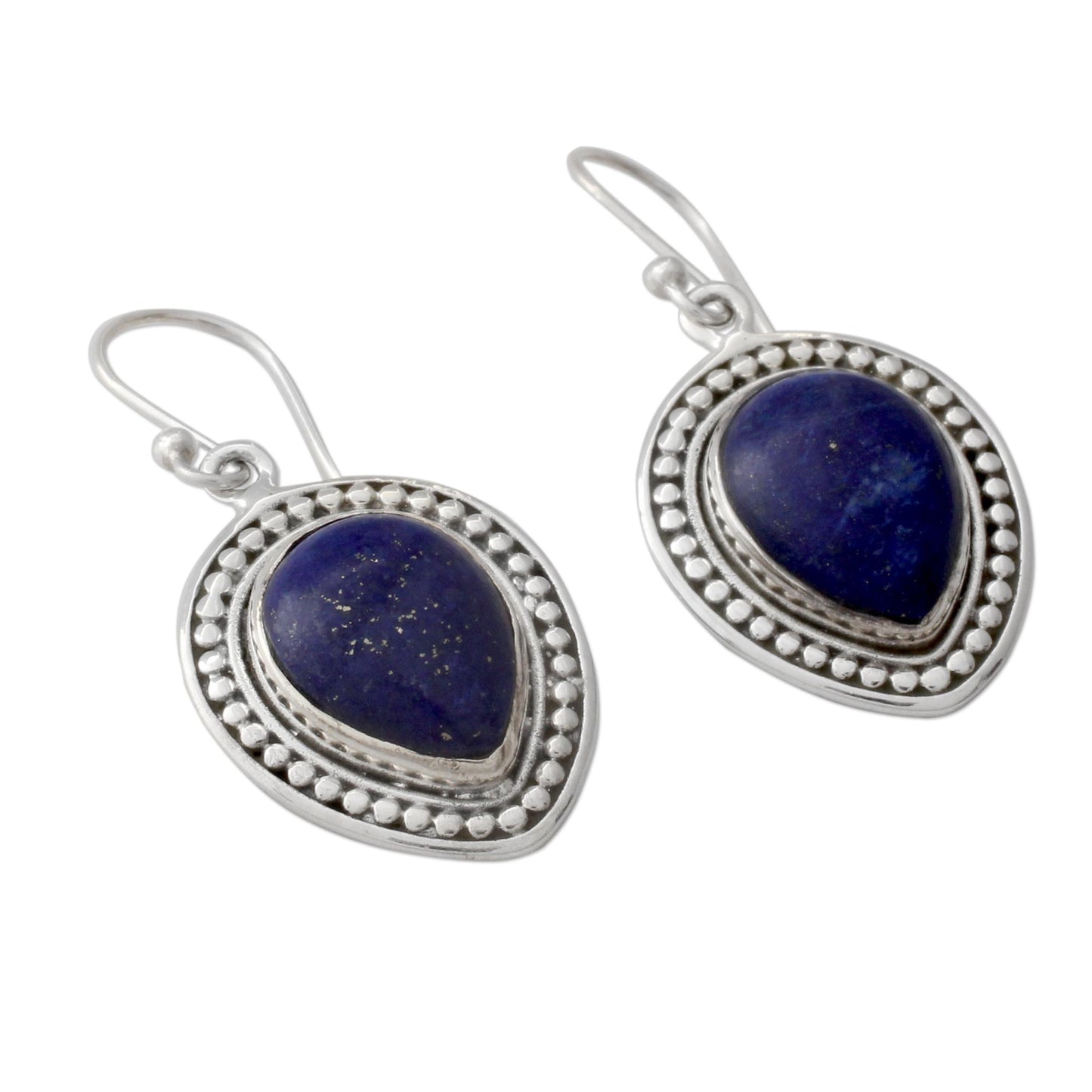 Royal Droplets Artisan Crafted Lapis Lazuli Indian Dangle Earrings