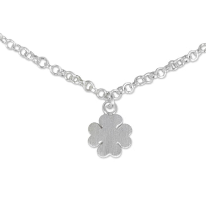 Clover Luck Hand Crafted Sterling Silver Anklet with Clover Pendant