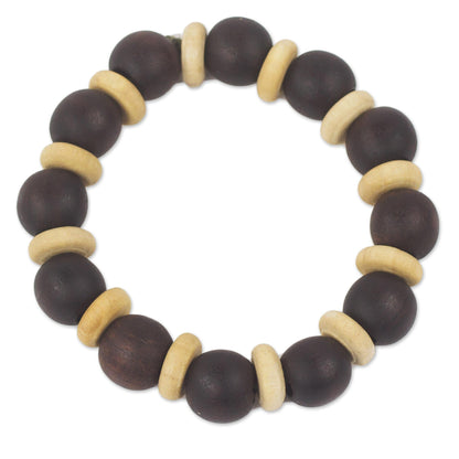 Break Free Handcrafted Stretch Bracelet with Wood Beads