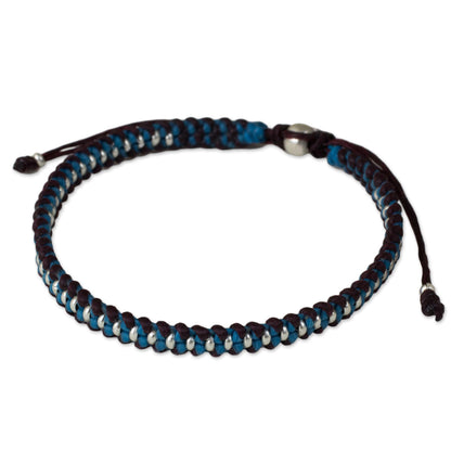 Bringing Friendship in Blue Artisan Crafted Braided Bracelet with Silver Accents