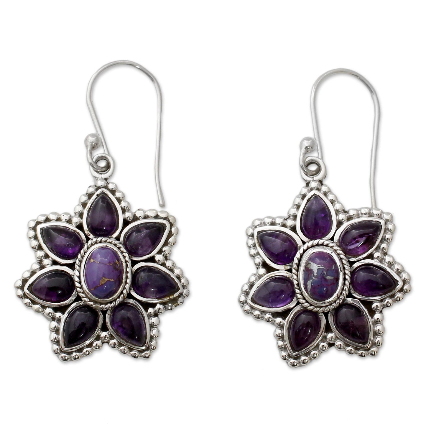 Ruffled Petals Sterling Silver Dangle Earrings