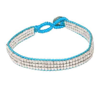 Shimmering Road in Turquoise Artisan Crafted Sterling Silver Beaded Bracelet from Bali