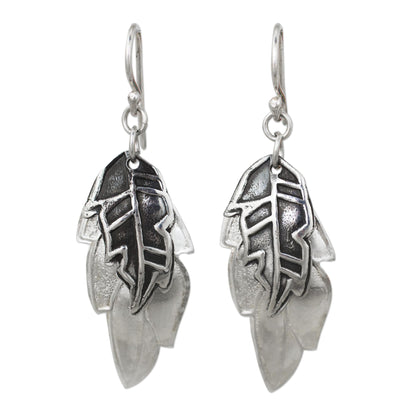 Exotic Leaf Shadows Double Exotic Leaf Earrings Handmade in 925 Sterling Silver