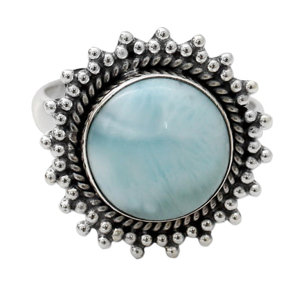 Sea and Sky Classic Larimar Cocktail Ring in Sterling Silver Bezel