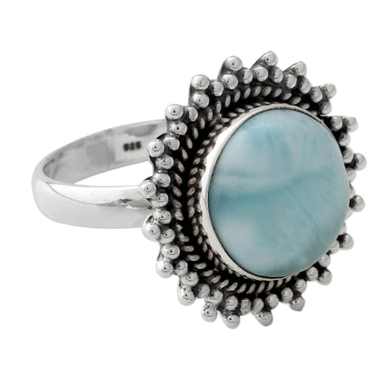 Sea and Sky Classic Larimar Cocktail Ring in Sterling Silver Bezel