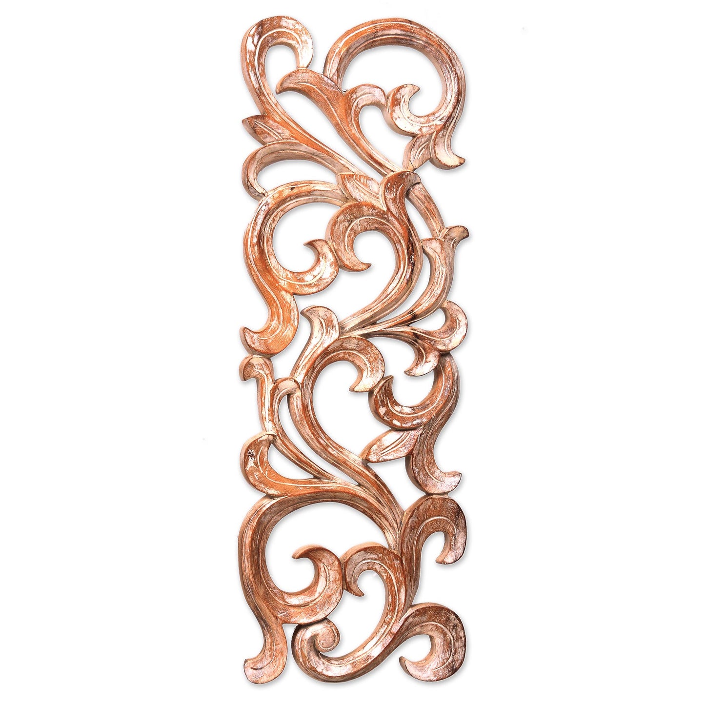 Gentle Fern Hand Carved Wood Wall Panel with Fern Motif from Bali