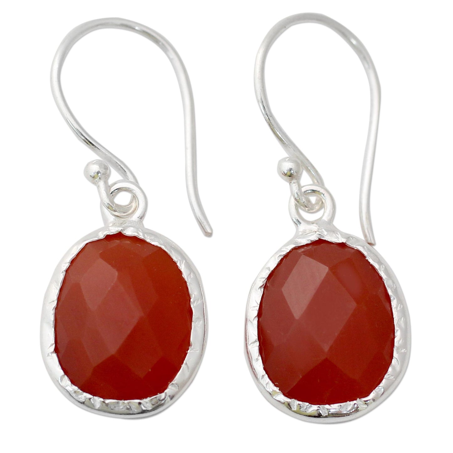 Fire Enthrall Hand Crafted Red Onyx and Sterling Silver Dangle Earrings