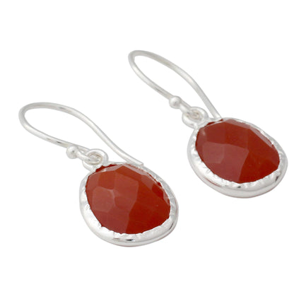 Fire Enthrall Hand Crafted Red Onyx and Sterling Silver Dangle Earrings