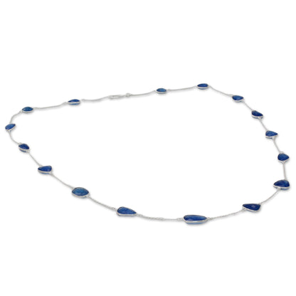 Blue Regal Hand Crafted Sterling Silver Station Necklace