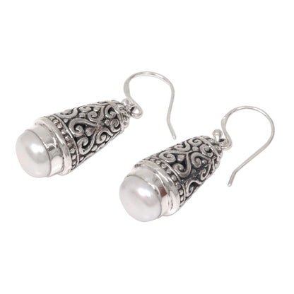 Bells of Bali Balinese Cultured Pearl Earrings in Sterling Silver