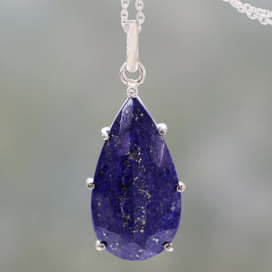 Royal Droplet Lapis Lazuli Pendant Necklace