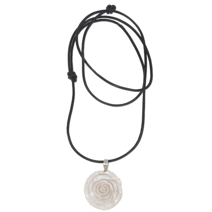 Glorious Rose Bone Pendant Necklace