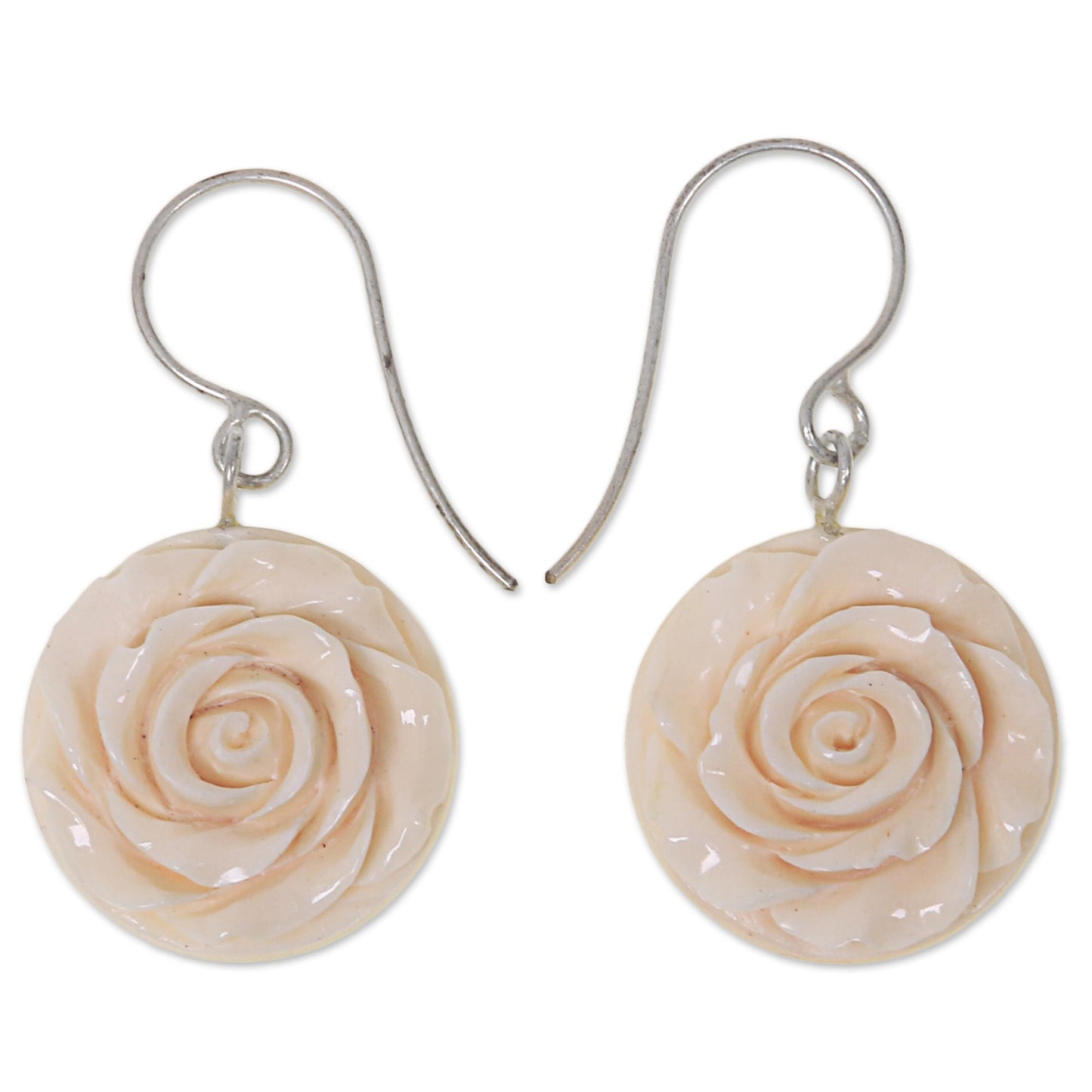 Glorious Rose Bone Dangle Earrings