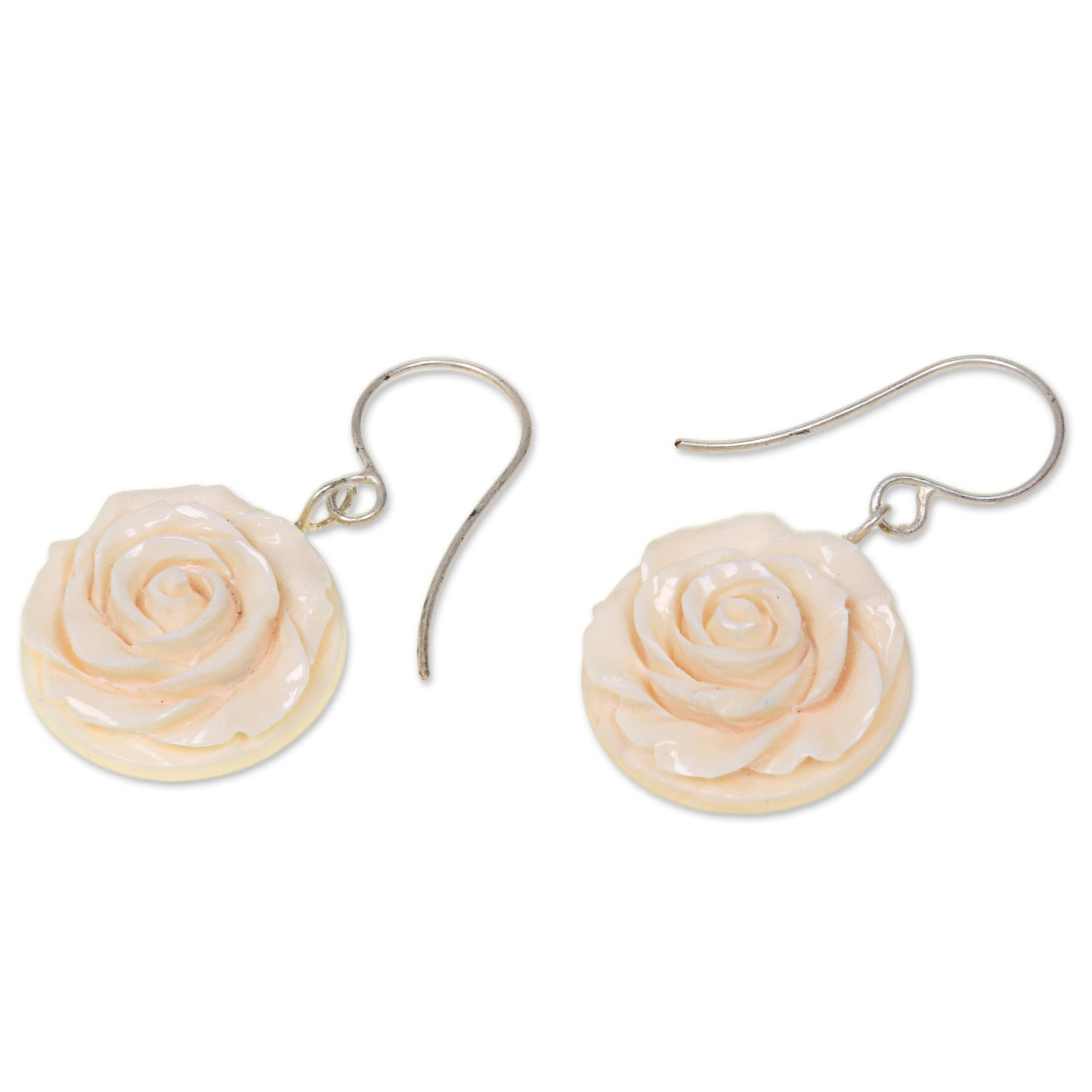 Glorious Rose Bone Dangle Earrings